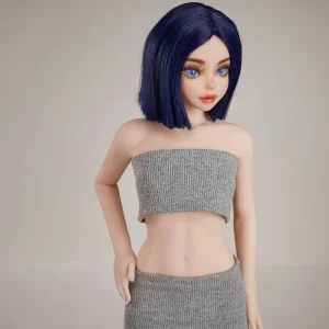 Blue short straight hair