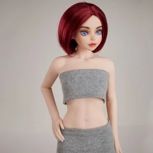Red short curly hair