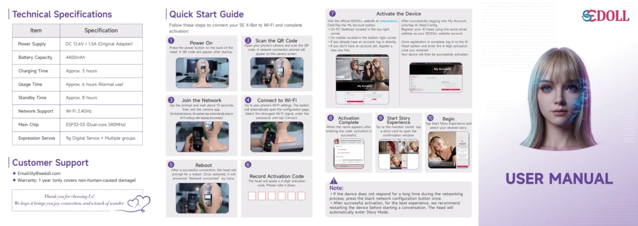 SE X bot ai smart sex doll head USER MANUAL 01